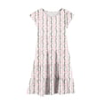 thumbnail image 5 of Bainana Girls Floral Print Dress With Flutter Sleeves Tiered Ruffle Crew Neck Dresses Lightweight Soft Little Youth Girls Party Summer Outfit Pink Size 14-15 Years, 5 of 5