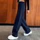 thumbnail image 5 of Pantalones largos para niñas, color liso, pierna recta, pantalones casuales, sueltos, casuales, pierna ancha, pantalones de cintura elástica, pantalones de poliéster para niños, 5 of 5