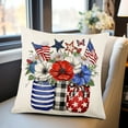 thumbnail image 3 of Patriotic Decor, Throw Pillow Covers 18x18 in 4th of July Linen Pillow Case, American Summer Outdoor Red White Blue Sofa Couch Bed Home Outdoor, 3 of 6