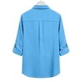 thumbnail image 7 of Olyvenn Button Down Shirts for Women Long Sleeve Lapel Tops Summer Dressy Collared Shirt Tunics Loose Fit Casual Blouses Light Blue XXXXXL, 7 of 7