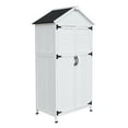 thumbnail image 3 of Christopher Knight Home Fir Wood Outdoor Storage Shed with Double Doors, Garden Tool Organizer, White, 3 of 7