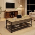thumbnail image 7 of M optimized Coffee Table with Drawers 41" Large Center Table with Storage Rectangular Cocktail Table Mid Century Wooden Coffee Tables Retro Living Room Table Vintage Tea Table, 7 of 7