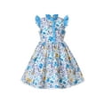 thumbnail image 1 of Robe Fille Bleue Florale Vintage Col à Volants Manches Évasées 8 Ans, 1 of 6