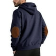 thumbnail image 4 of Miluxas Men's color matching Hoodie with Button Placket, Kangaroo Pocket, Long Sleeve Navy, 4 of 5