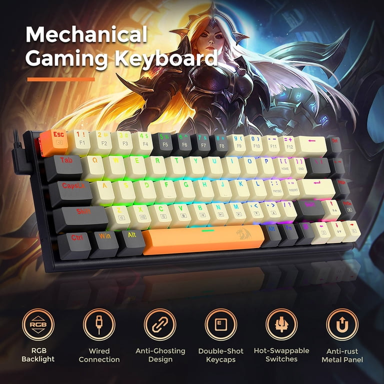 RKK Mechanical Gaming keyboard Redragon K633CGO-RGB Ryze, 68 keys RGB