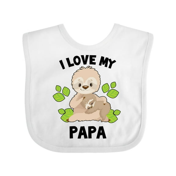 Inktastic Cute Sloth I Love My Papa with Green Leaves Boys or Girls Baby Bib