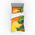 thumbnail image 1 of Colorful Duvet Cover Set, Little Kid Sitting by a Big Tree Landscape on Mountains at Sunset Nursery Kids, Bedding Set with Shams and Fitted Sheet, 3 Sizes, by Ambesonne, 1 of 3