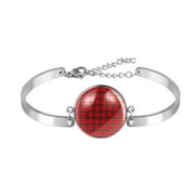 OWNTA Plaid Red Green Scottish Pattern, Adjustable Stainless Steel Bracelet with Unique Patterns