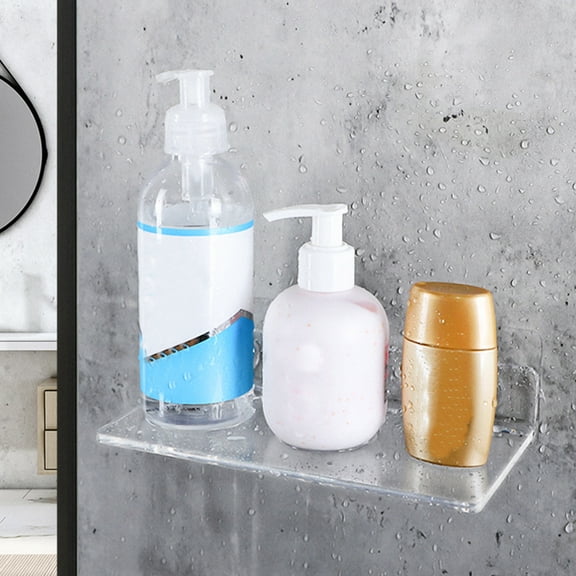 Zcyifa acrylic floating shelf L Shape Clear Acrylic Wall Mounted Storage Shelf Bathroom Wall Shelf Punch Free Wall Storage Rack