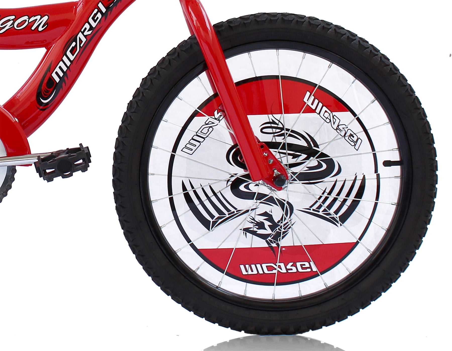 Wonder Wheels 20" BMX Boy's or Girl's S-Type Frame Coaster Brake One Piece Crank Chrome Rims Black Tire - Red