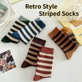 thumbnail image 2 of 5 Pairs Retro Style Colorful Striped Socks, Cute Athletic Crew socks for Women, 2 of 6