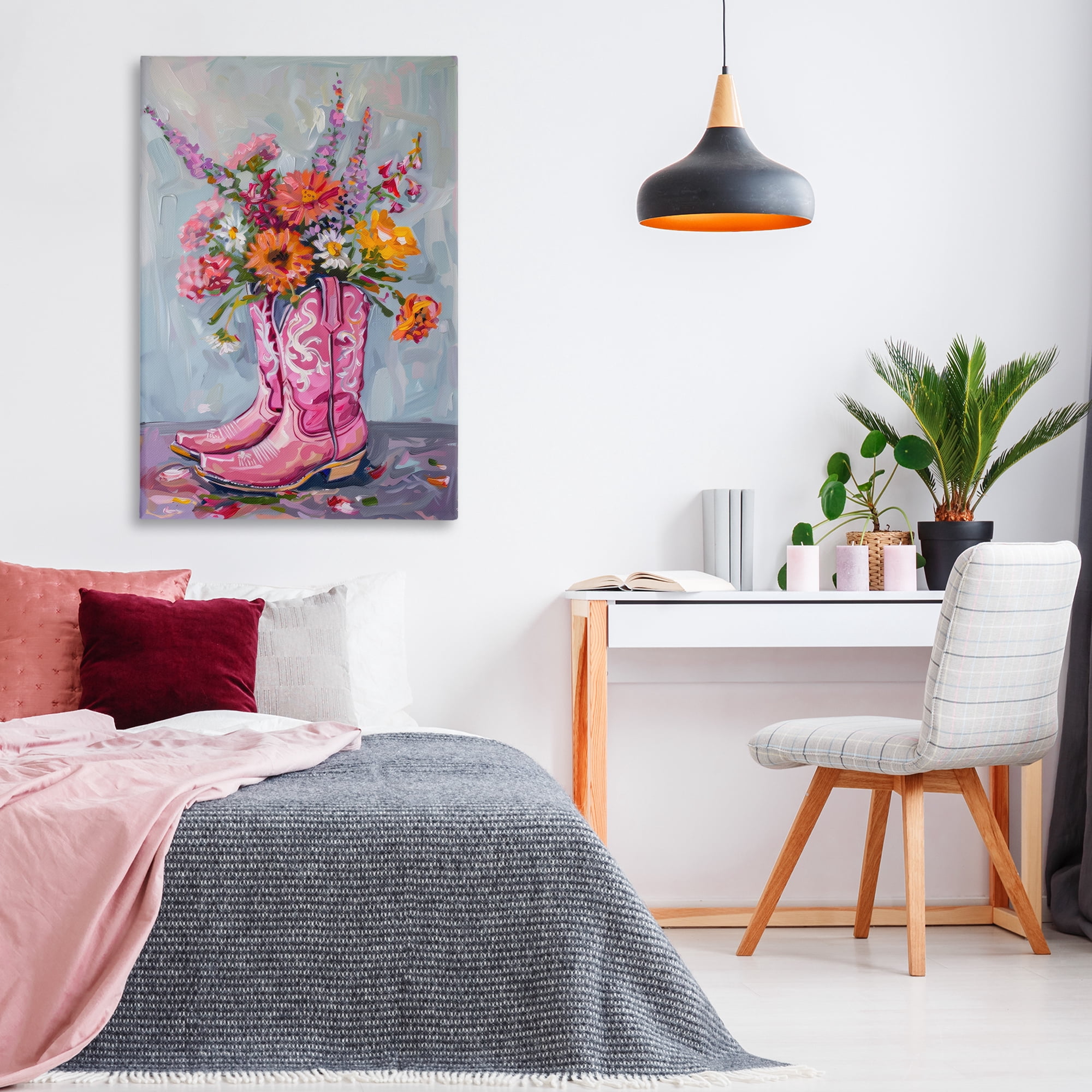 Stupell Industries Floral Cowboy Boots Plants & Flowers Painting Wrapped Canvas Art Print Wall Art, 30 x 45