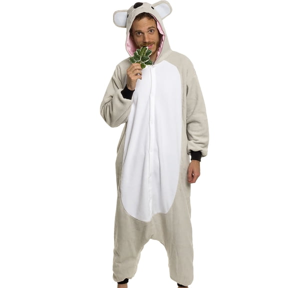 Koala One Piece - Plush Adult Animal Costume Jumpsuit by Silver Lilly (Gray, X-Large)