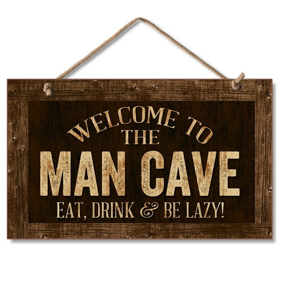 CounterArt "Welcome To The Man Cave" Hanging Wood Wall Sign