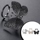 thumbnail image 2 of Sonducket Anillo de insecto que se puede abrir para mujer, anillos abiertos de diamantes de imitación de cobre ajustables para fiesta, joyería de cristal Ropa, zapatos y accesorios Miscelánea Negro Sonducket AP015093-03B, 2 of 6