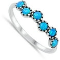 thumbnail image 4 of CHOOSE YOUR COLOR Blue Simulated Opal Bali Style Ring .925 Sterling Silver Band CZ Female Size 7, 4 of 4