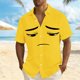 thumbnail image 1 of Ceisia Men's Funny Expression Print Short Sleeve Button Down Casual Beach Shirt Yellow XXXXXL Gifts, 1 of 5