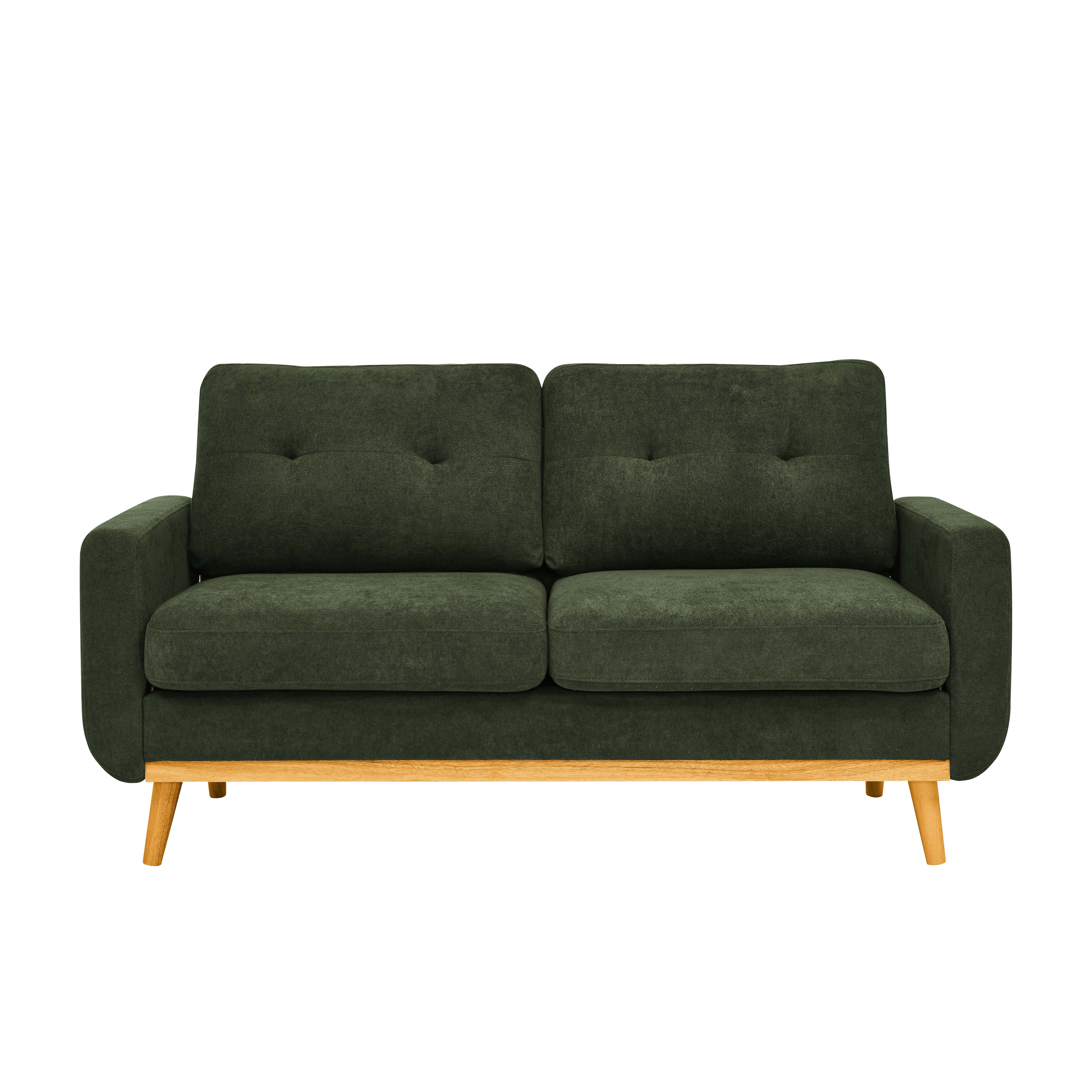 Green Mid-Century Loveseat - 67.7" Wide Tufted Sofa with Wooden Legs