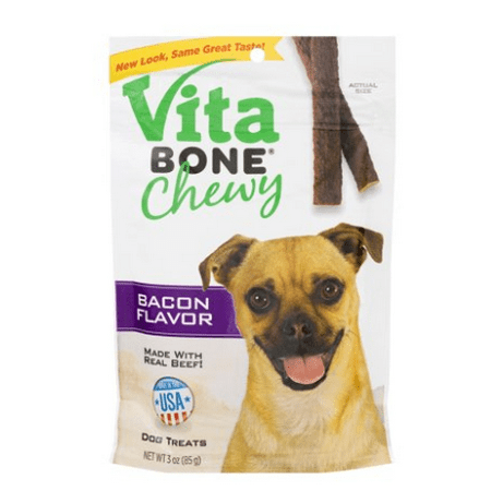 Flavored Chewy Dog Treats - Vita Bone Chewy Bacon Flavor Dog Treats 3 oz. Bag