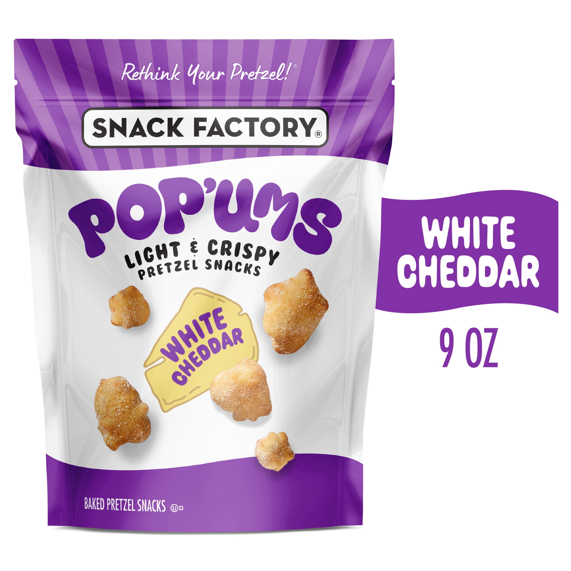 Snack Factory Pop'ums White Cheddar Pretzel Snacks, 9 oz Bag