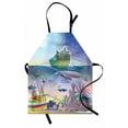 thumbnail image 1 of Navy Apron Ancient Underwater with Octopus and Castle Pirate Ship Coral Reefs Fantasy Art Print, Unisex Kitchen Bib Apron with Adjustable Neck for Cooking Baking Gardening, Multicolor, by Ambesonne, 1 of 3