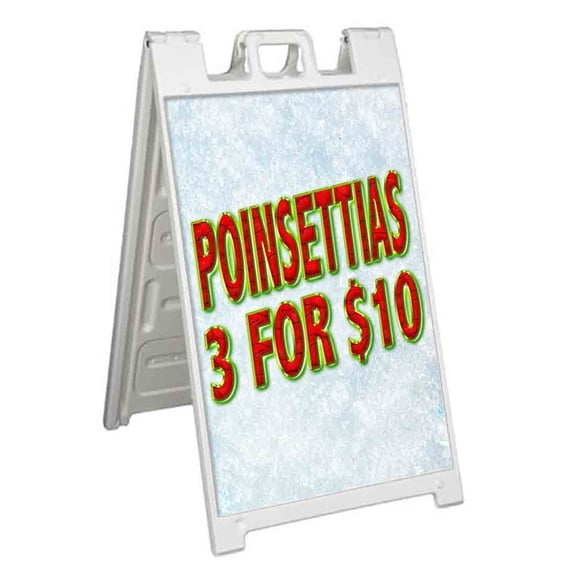 Poinsettias 3 For $10 (24" X 36") Standard A-Frame Signicade, Includes Decal Applied To Stand