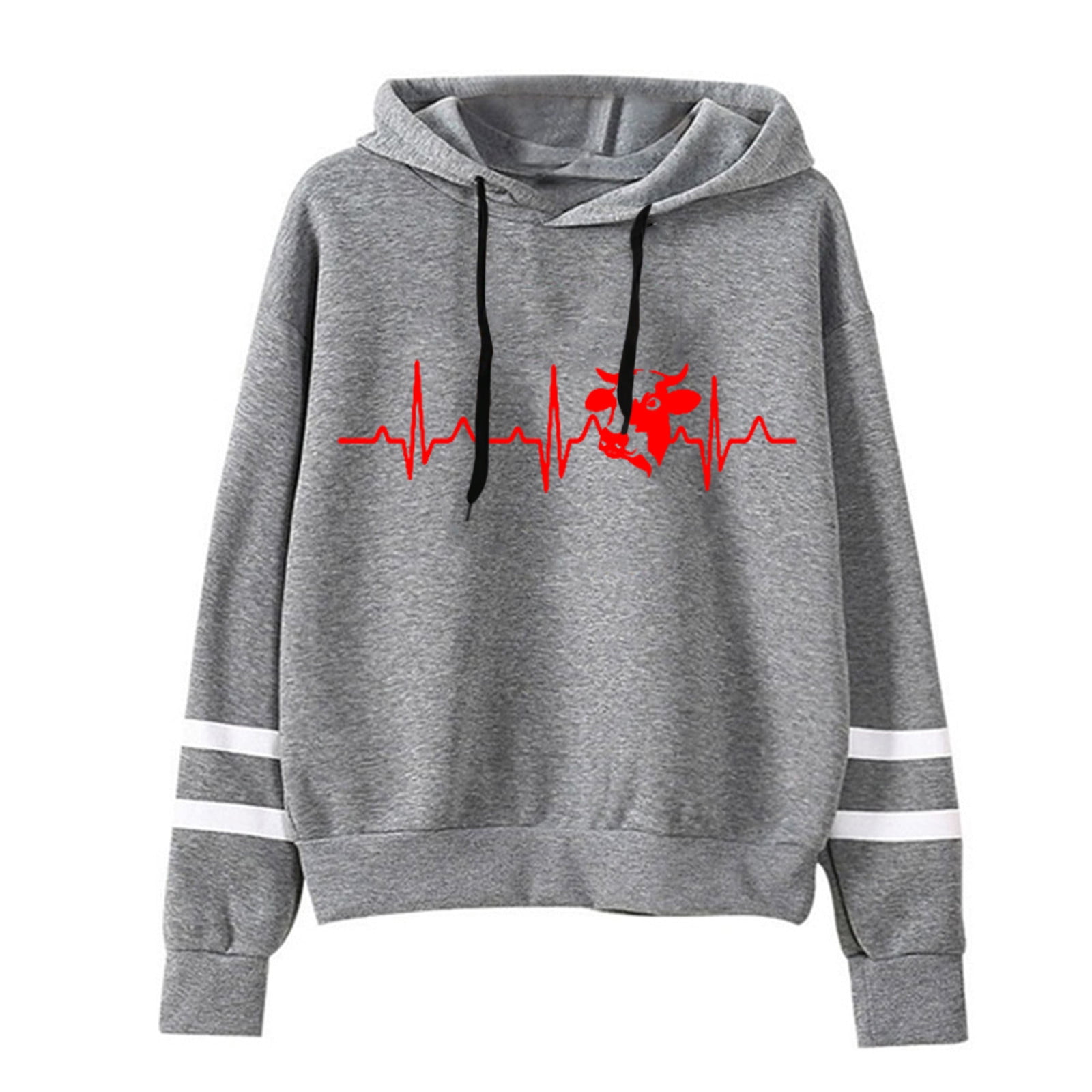 EZBELLE Womens Hoodie Casual Graphic Long Sleeve Shirts Hooded Sweatshirt Pullover Top 