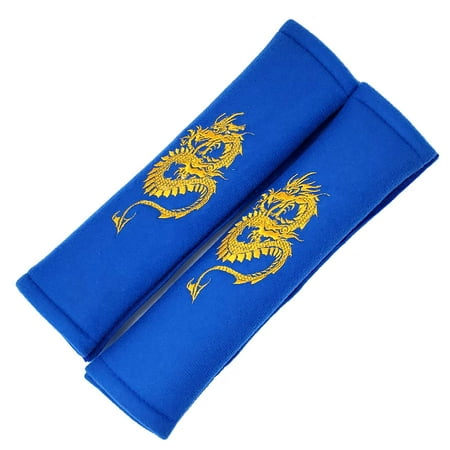 Soft Plush Car Seat Shoulder Belt Pads with Velcro Strap-Blue Dragon Print,One