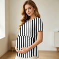 thumbnail image 4 of WAGUTH Women's Maternity Nursing Tops Striped Double Layer Breastfeeding Shirt Short Sleeve Stretch Pregnancy Tunic Blouses,Black,XXXL, 4 of 8