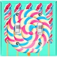 thumbnail image 1 of Metal Light Switch Plate Cover Colorful Swirl Lollipop Sweets Teal CDY004, 1 of 13