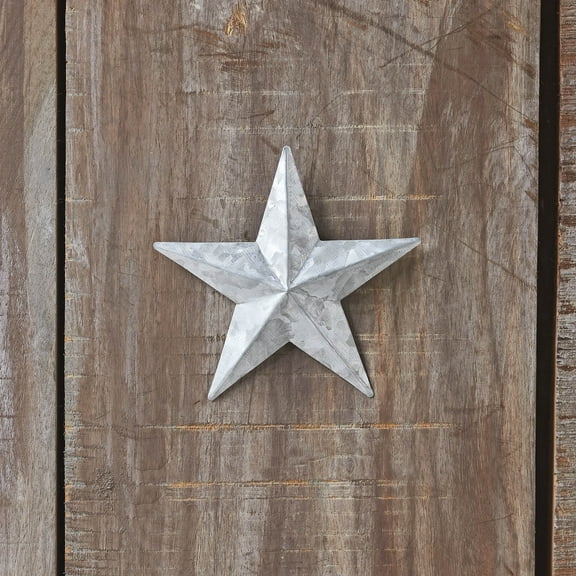 VHC Brands Patriotic Faceted Metal Star Galvanized Wall Hanging 4x4, Independence Day Decor, American Star Design, Distressed Appearance Metal Wall Hanging, Star Shape, Country, Metal Grey