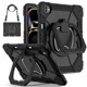 thumbnail image 1 of Funda Resistente a Golpes para iPad Pro 11 2025 / 2024, Funda Protectora de Silicona Anti-caída + Capa de PC con Soporte de Asa Cuadrada Giratoria de 360° y Correa para el Hombro, Negro, 1 of 8