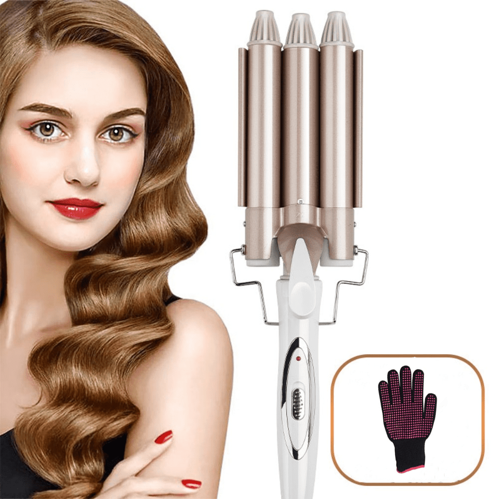 3 Barrel Curling Iron Hair Wand Dual Voltage Hair Crimper Ceramic