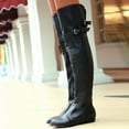 thumbnail image 2 of Fesfesfes Riding Boots For Women Shoes Low Heel Casual Solid Color Pointed Boots Zip Belt Buckle Over The Knee Knight US:10.5(45), 2 of 4