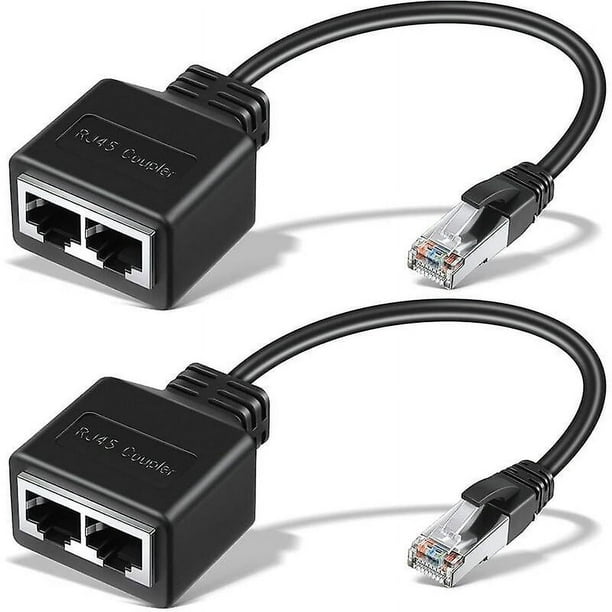 2 pcs RJ45 Ethernet Cable Network Adapter Ethernet Splitter Adapter Ethernet Extension Double Network Splitter