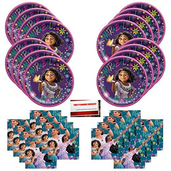 Disney Encanto Birthday Party Supplies Bundle Pack for 16 Guests (Plus Party Planning Checklist by Mikes Super Store), Multi-color