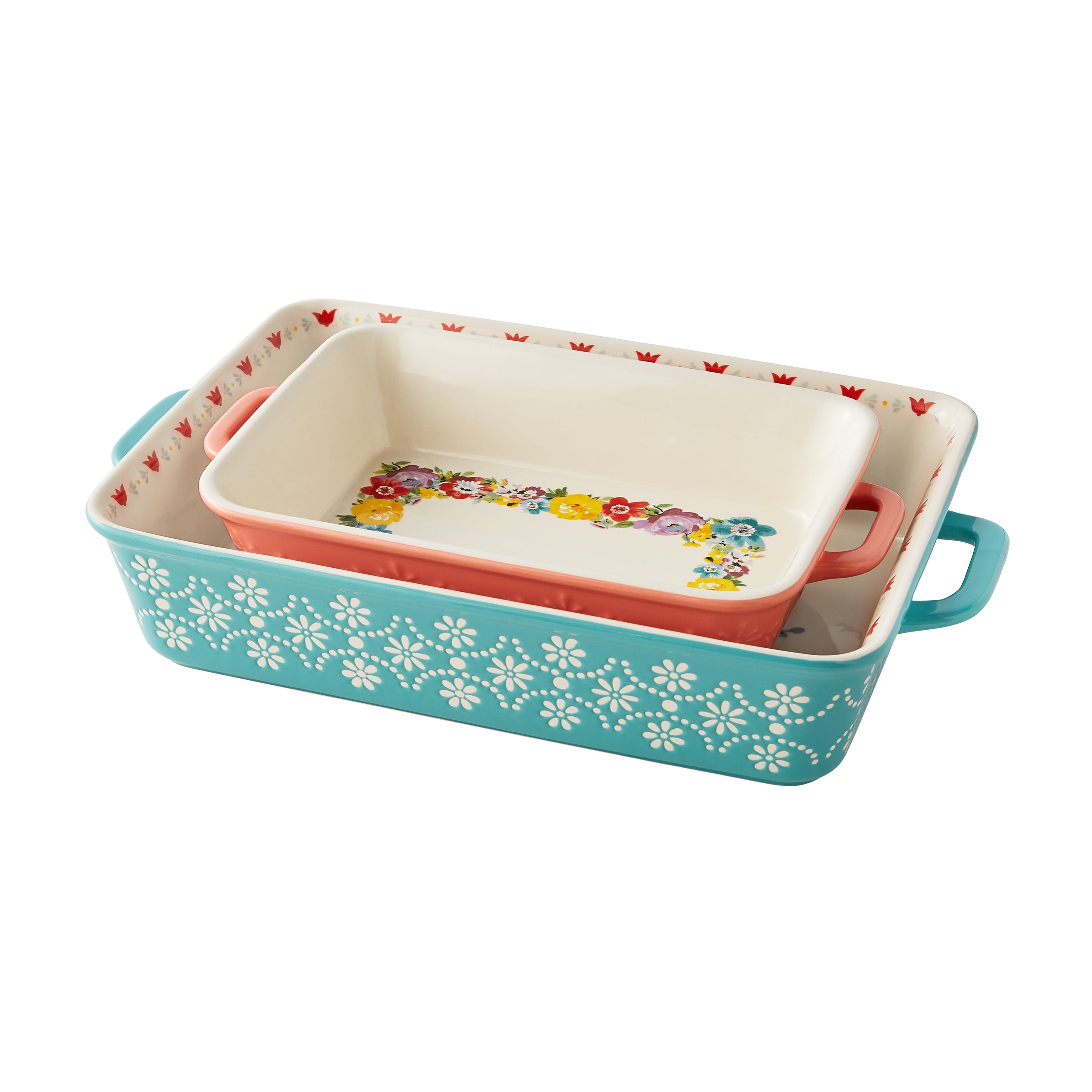The Pioneer Woman Sweet Romance Cow Square Ceramic Baking Dish - Teal - 8 x 8 in