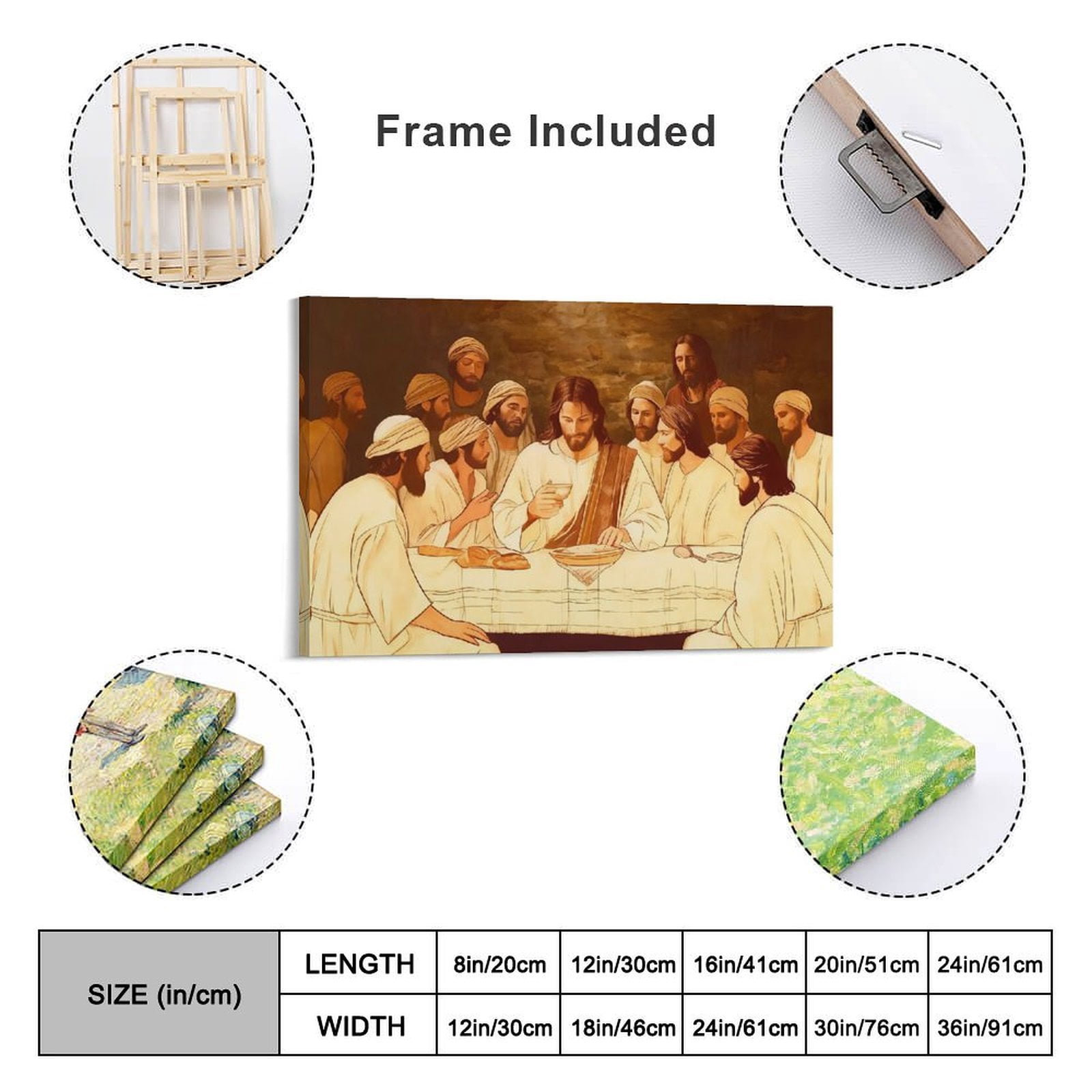 YarnArtistry Framed Canvas Wall Art, Last Supper Wall Decor Painting, Posters Print Dining Room Pictures for Church Home Bedroom Living Room Home Decortion