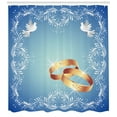 thumbnail image 3 of Ambesonne Blue Shower Curtain, Ornament Frame Doves Rings, 69"Wx84"L, Blue White Pale Caramel, 3 of 3