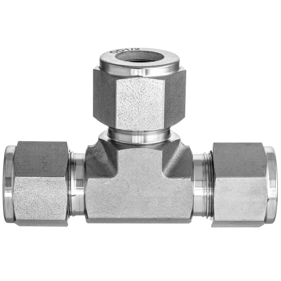316 Stainless Steel Double Ferrule Instrumentation Tube Fitting - Tee Connector - 3/8" Tube OD