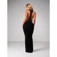 thumbnail image 2 of Black Sleeveless Scoop Neck Maxi Dress With Metal Eyelet Detail For Evening Party, 2 of 6