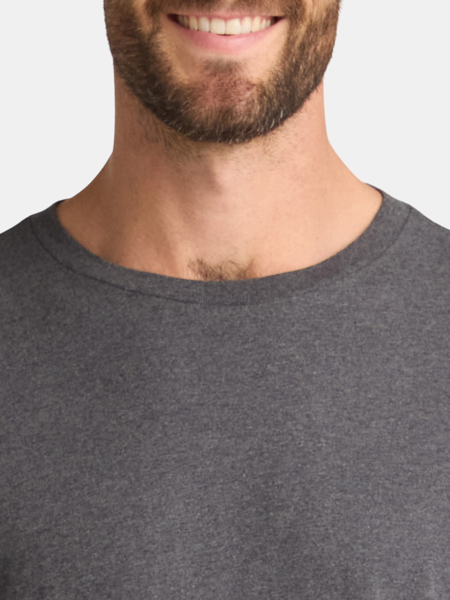 George Men's and Big Men's Cotton Crewneck Tee with Long Sleeves, 3-Pack, Sizes XS-3XL