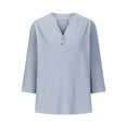 thumbnail image 4 of Blouses for women dressy casual Cotton and Linen Soft Clothing XL Blue womens blouses, 4 of 4