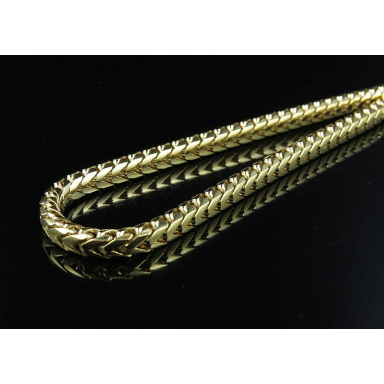 Real Solid 10K Yellow Gold MM Franco Box Link Chain Necklace