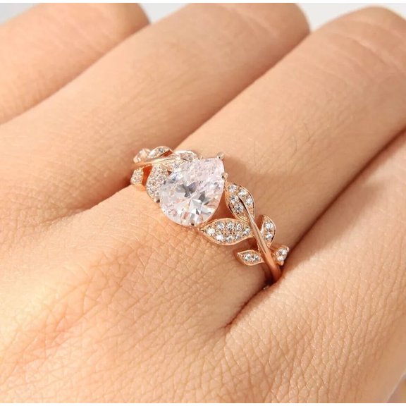 Shree Diamonds 14K Yellow Gold Plated 2.2Ct Pear Cut Lab-Created Solitaire Women's Engagement Ring