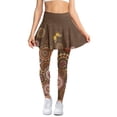 thumbnail image 2 of FUIALDOLG Brown Bohemian Mandala Floral Pattern Womens Tennis Skirt with Leggings Skirted Capri Tennis Leggings Tennis Outfits Full Length Mandala Floral Yoga Pants Picckleball Clothing,Size XS, 2 of 7