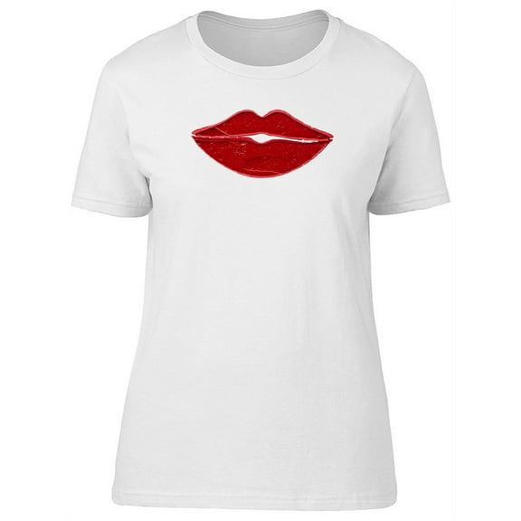 Female Lips With Red Lipstick T-Shirt Women -Image by Shutterstock, Female Medium