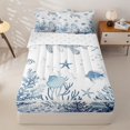 thumbnail image 3 of Homewish Teens Sea Blue Turtle Starfish Shell Zipper Twin Comforter Sets with Fitted Sheet and 2 Pillowcases,Boys Girls Ocean Animal Zipper Bedding Set,4-Piece, 3 of 6