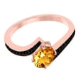 thumbnail image 4 of AoneJewelry 1.00 Carat Black Diamond and Oval Shape Citrine Ring In 14K Solid Gold ( Rose, White & Yellow ), 4 of 5