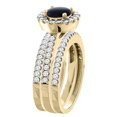 thumbnail image 3 of 10K Yellow Gold Natural Black Onyx 3-Piece Bridal Ring Set Round 6mm Halo Diamond, size 10, 3 of 4